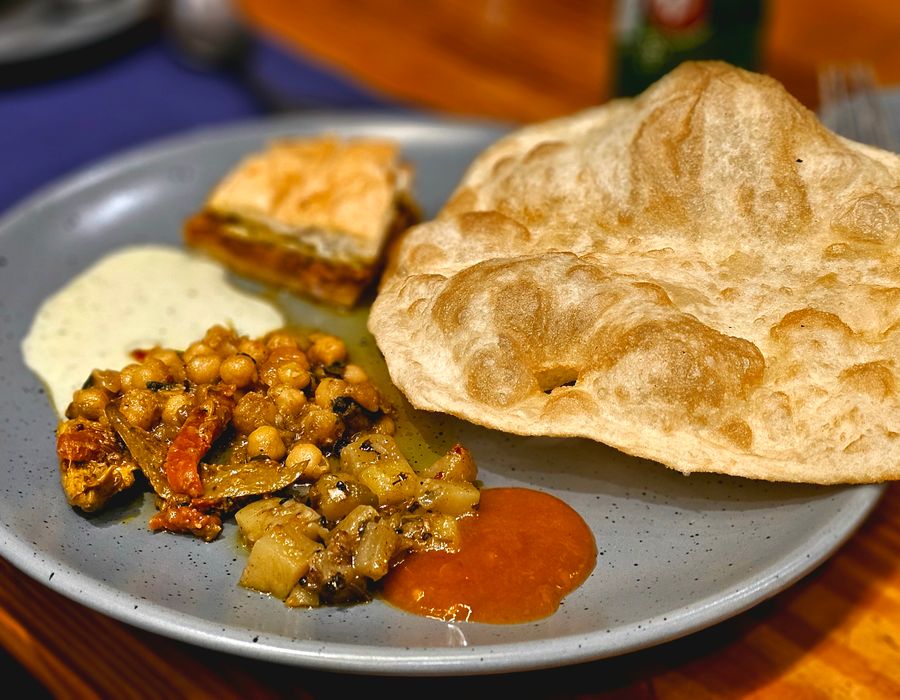Chole bhature on a plate